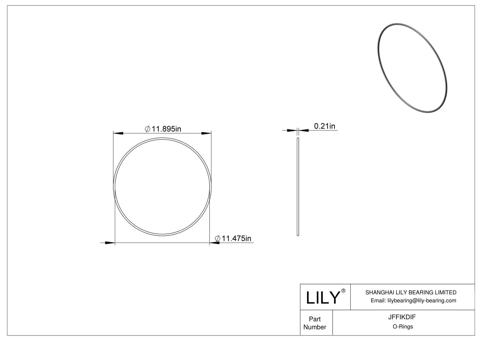 JFFIKDIF Oil Resistant O-Rings Round cad drawing