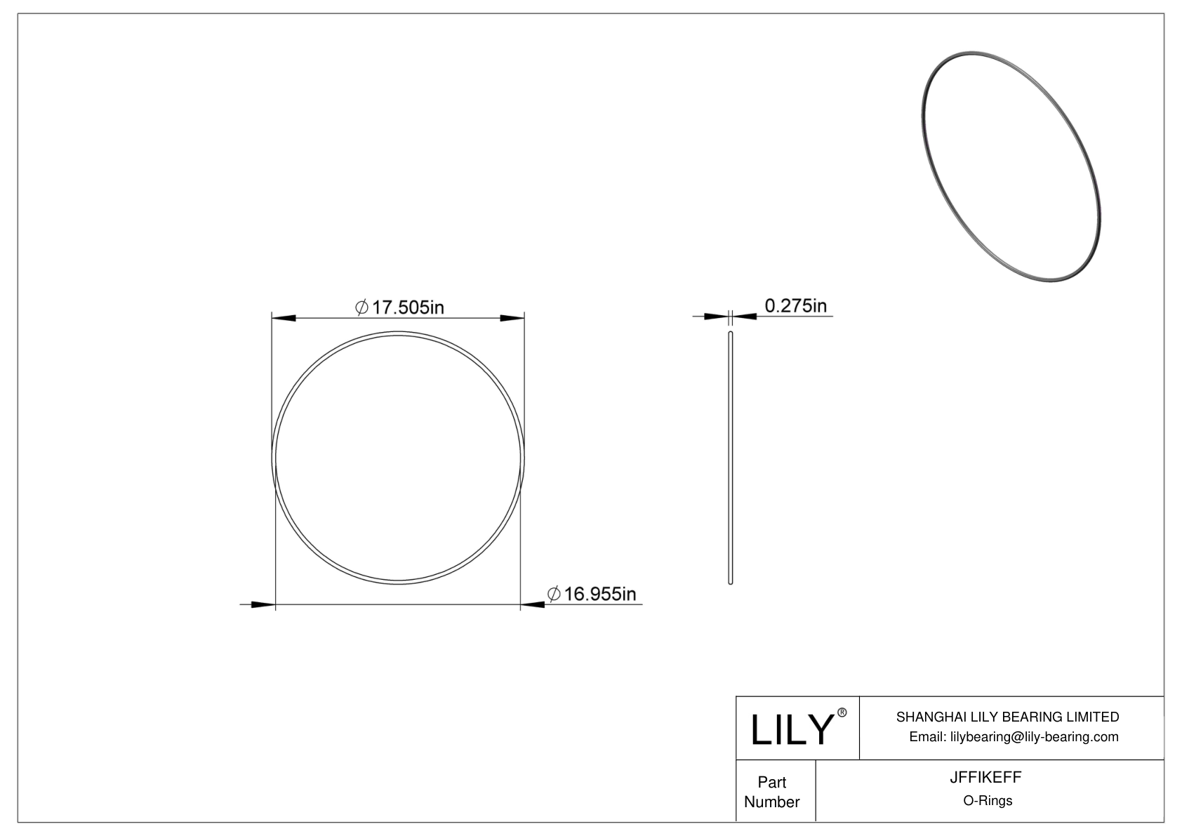 JFFIKEFF Oil Resistant O-Rings Round cad drawing