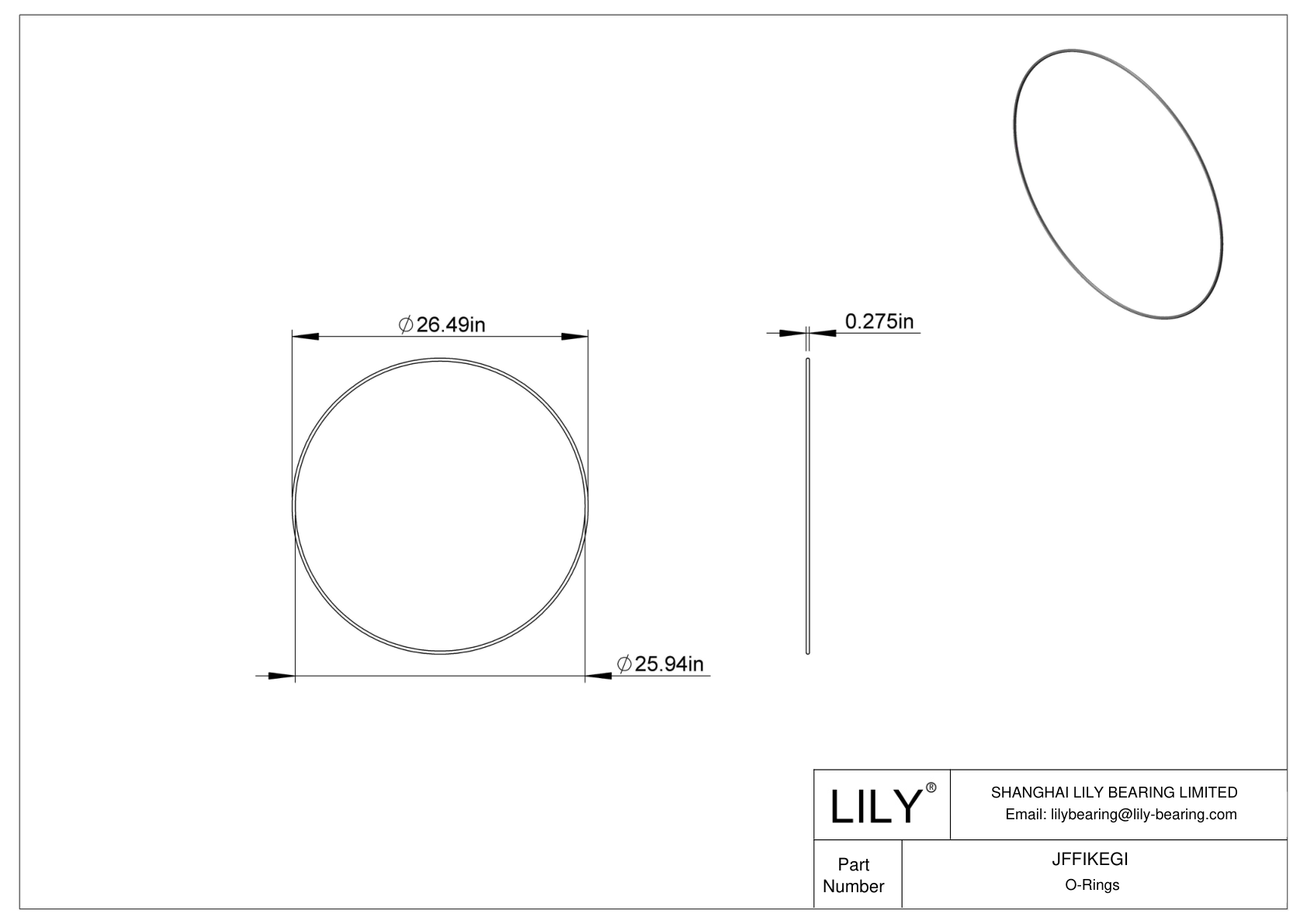 JFFIKEGI Oil Resistant O-Rings Round cad drawing