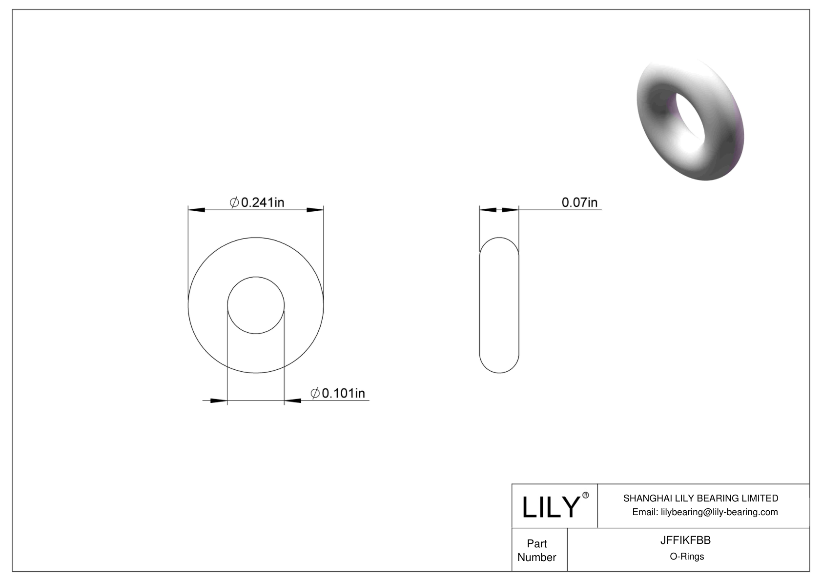 JFFIKFBB Oil Resistant O-Rings Round cad drawing