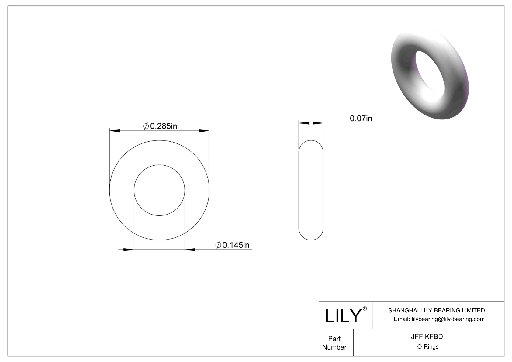 JFFIKFBD Oil Resistant O-Rings Round cad drawing