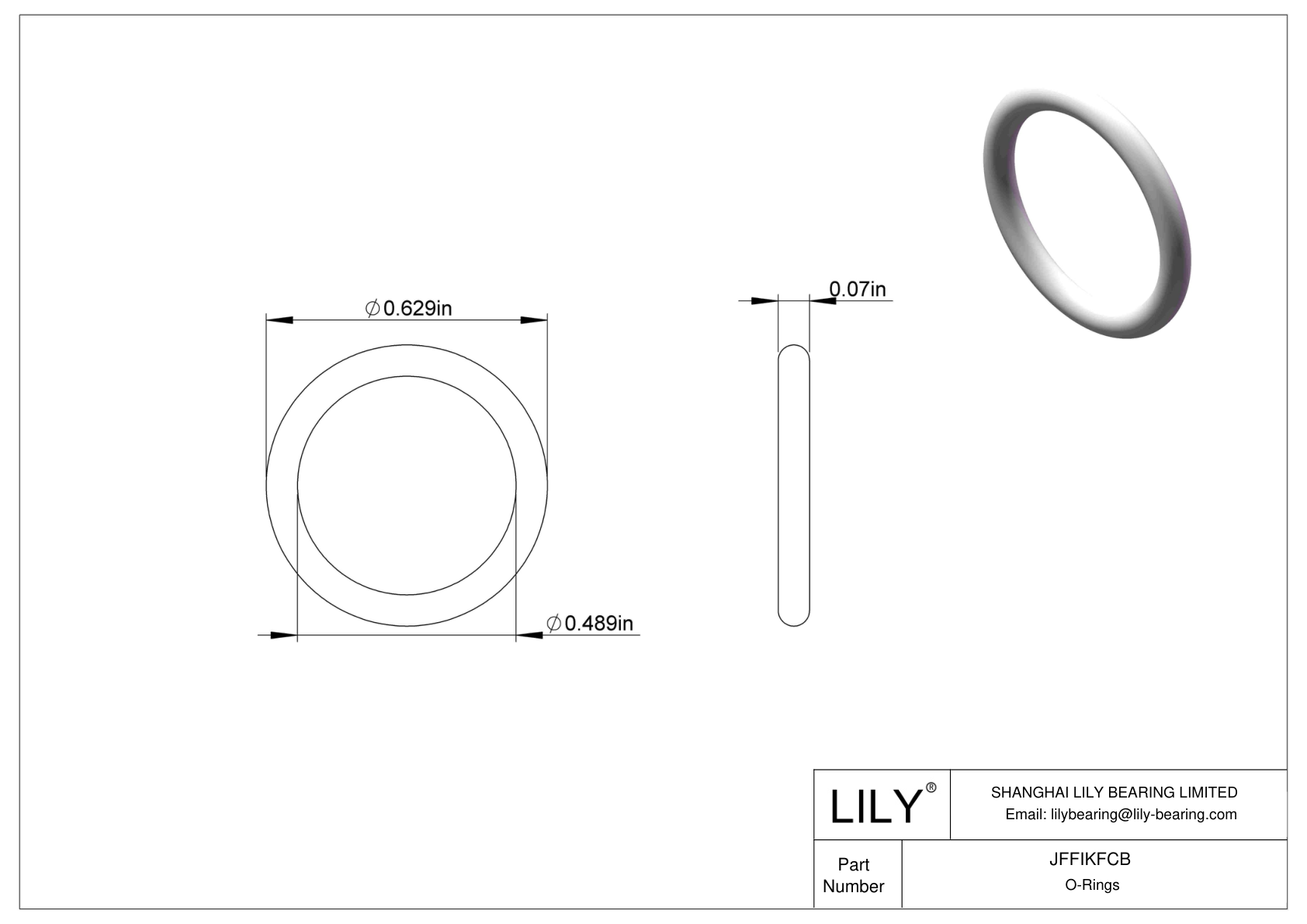 JFFIKFCB Oil Resistant O-Rings Round cad drawing