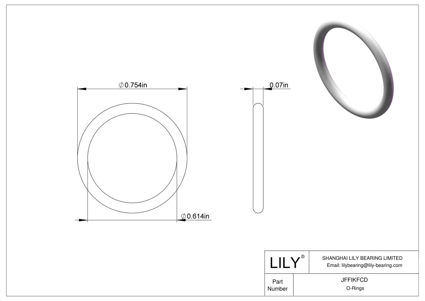 JFFIKFCD Oil Resistant O-Rings Round cad drawing