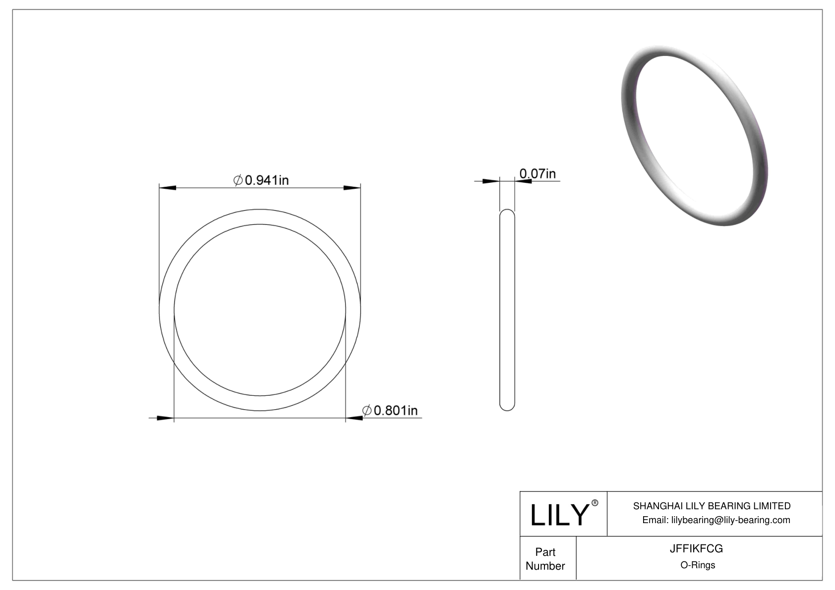 JFFIKFCG Oil Resistant O-Rings Round cad drawing