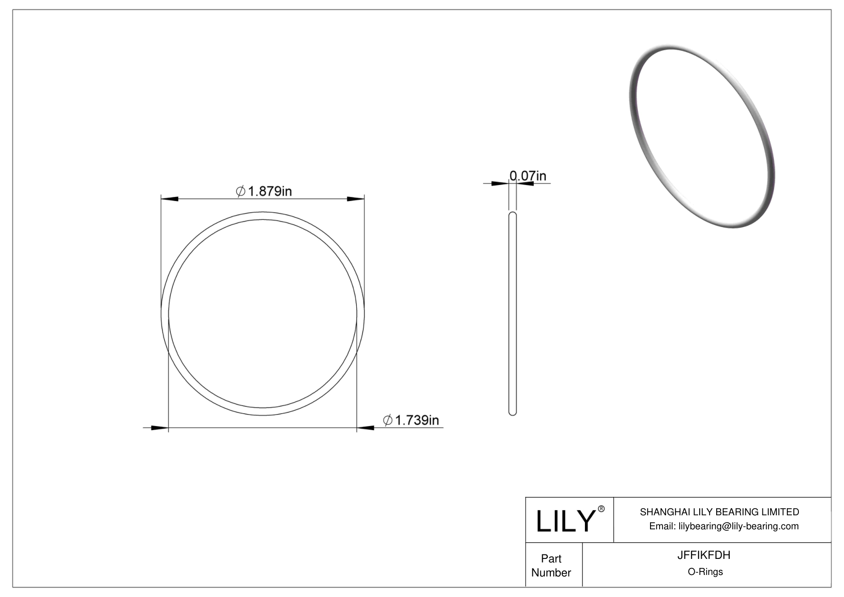 JFFIKFDH Oil Resistant O-Rings Round cad drawing