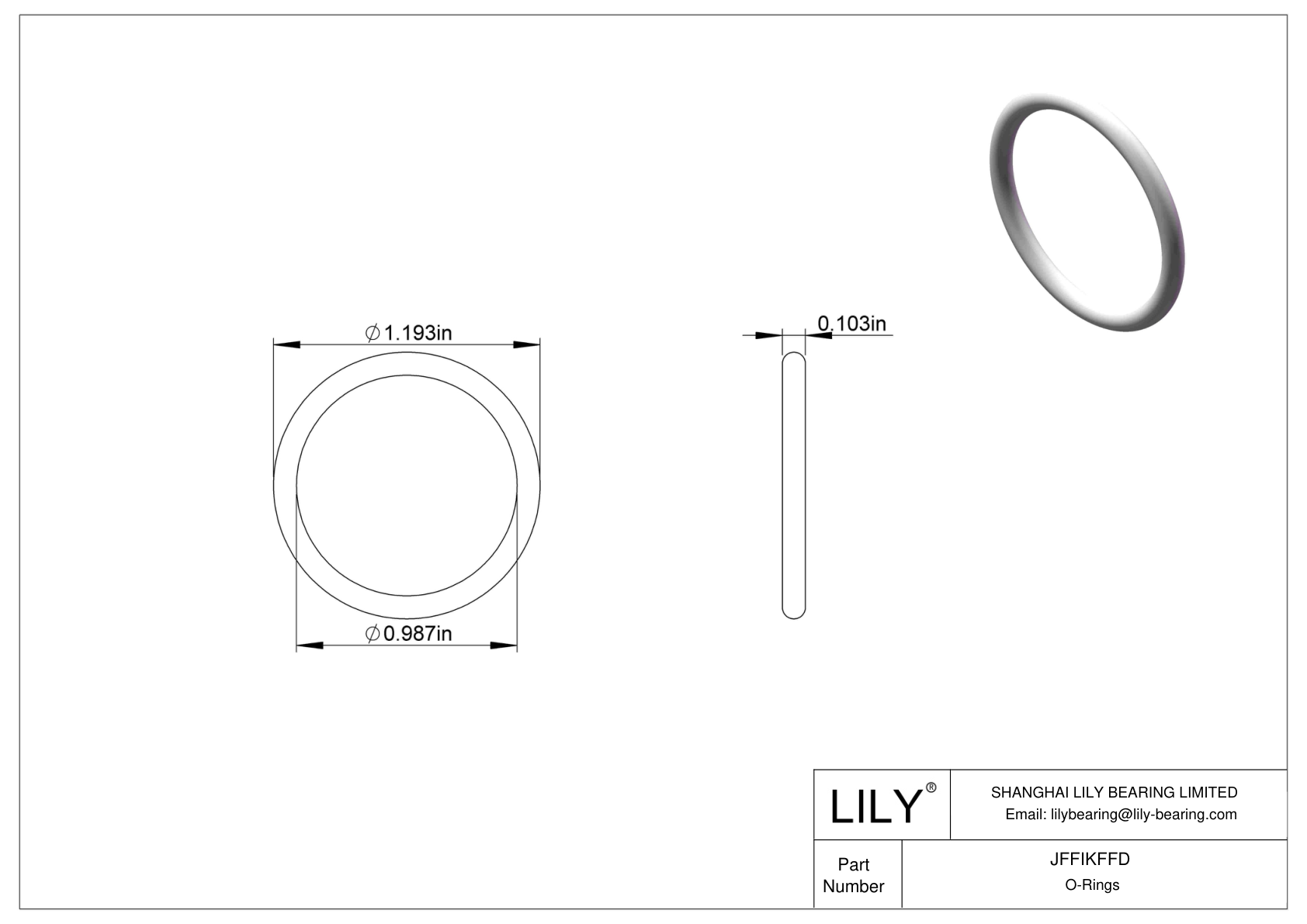 JFFIKFFD Oil Resistant O-Rings Round cad drawing