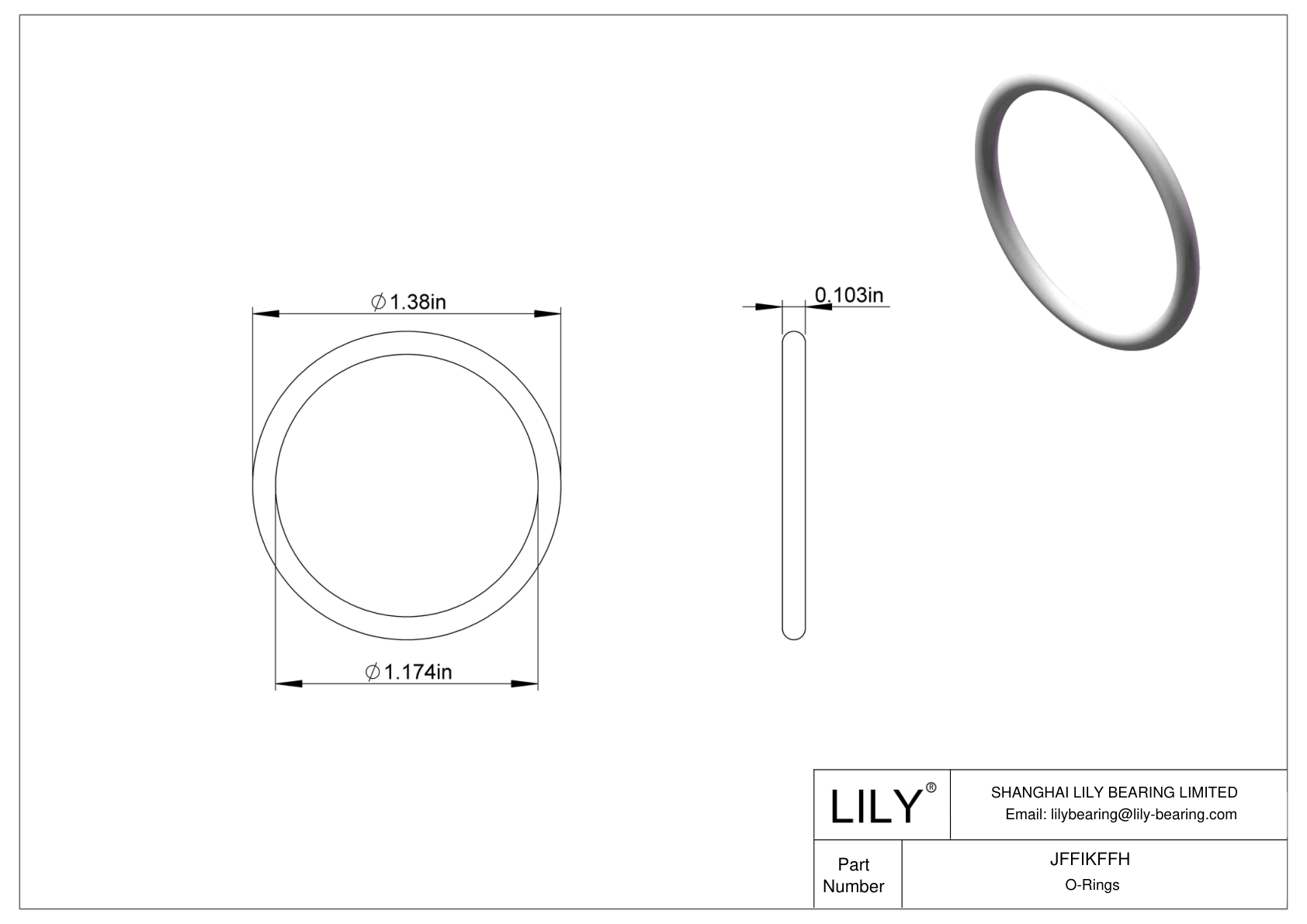 JFFIKFFH Oil Resistant O-Rings Round cad drawing