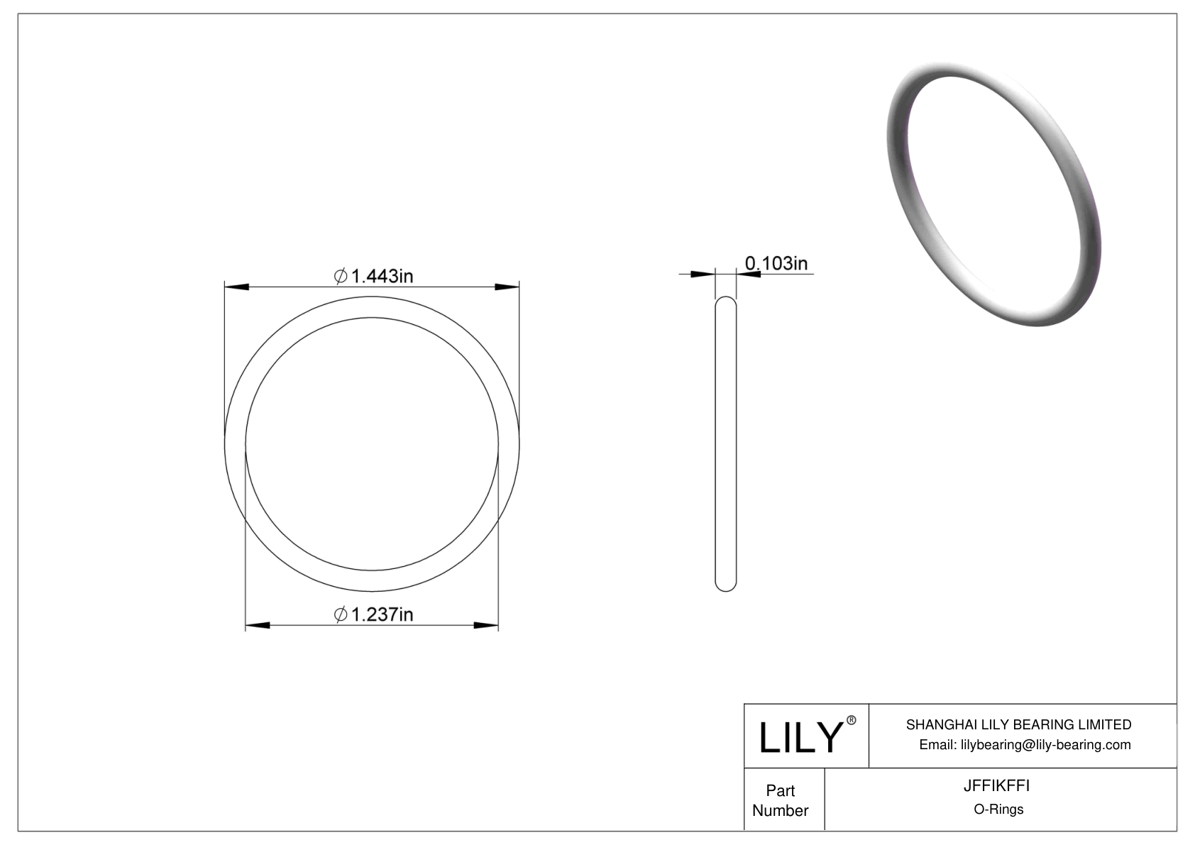 JFFIKFFI Oil Resistant O-Rings Round cad drawing