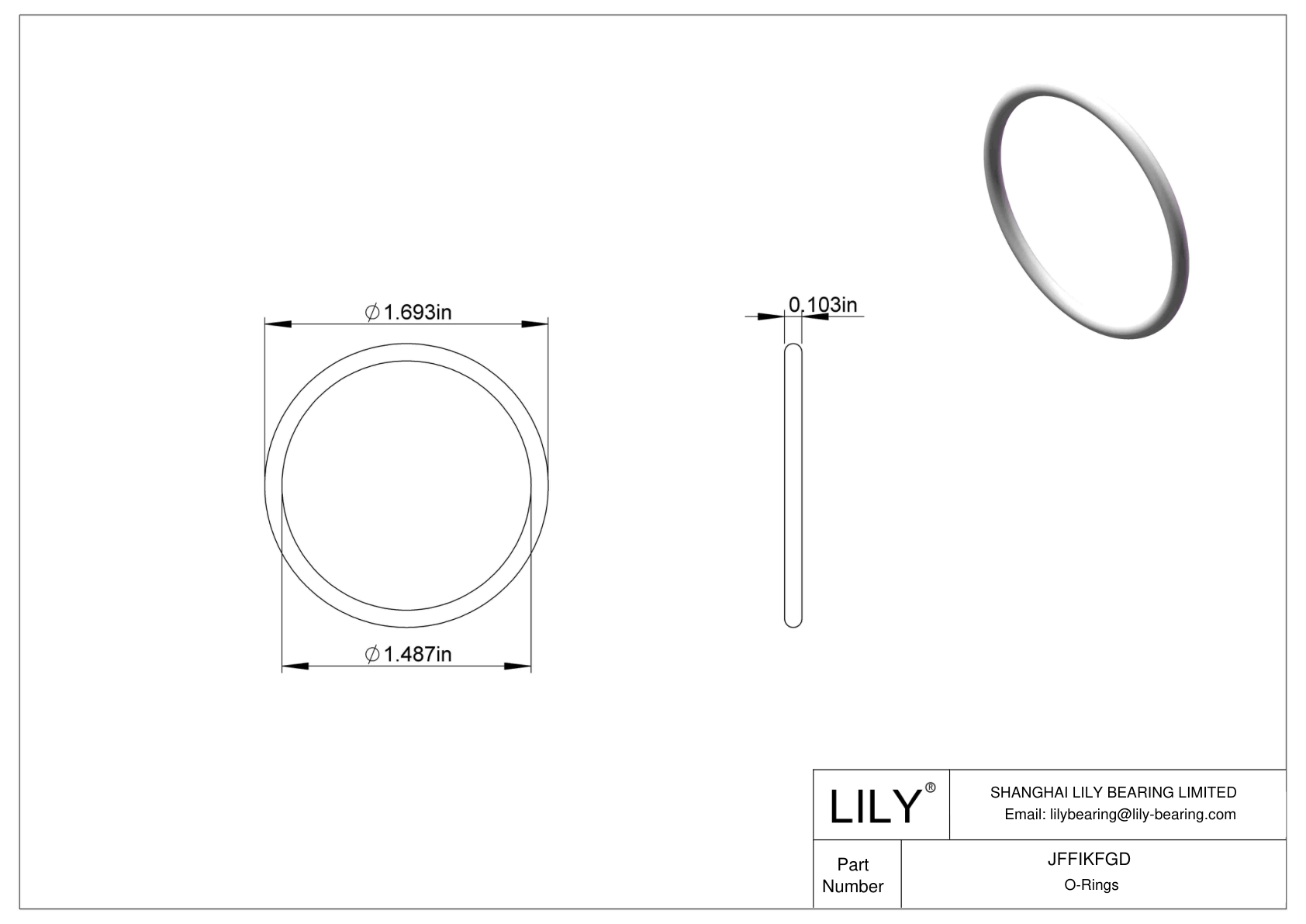 JFFIKFGD Oil Resistant O-Rings Round cad drawing