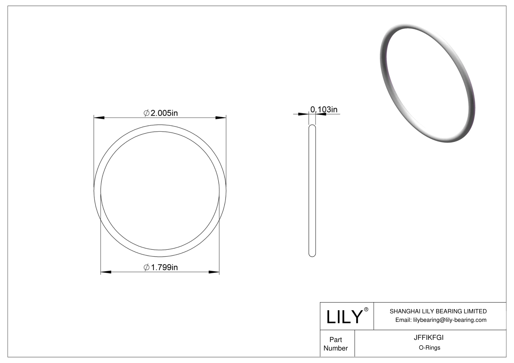 JFFIKFGI Oil Resistant O-Rings Round cad drawing