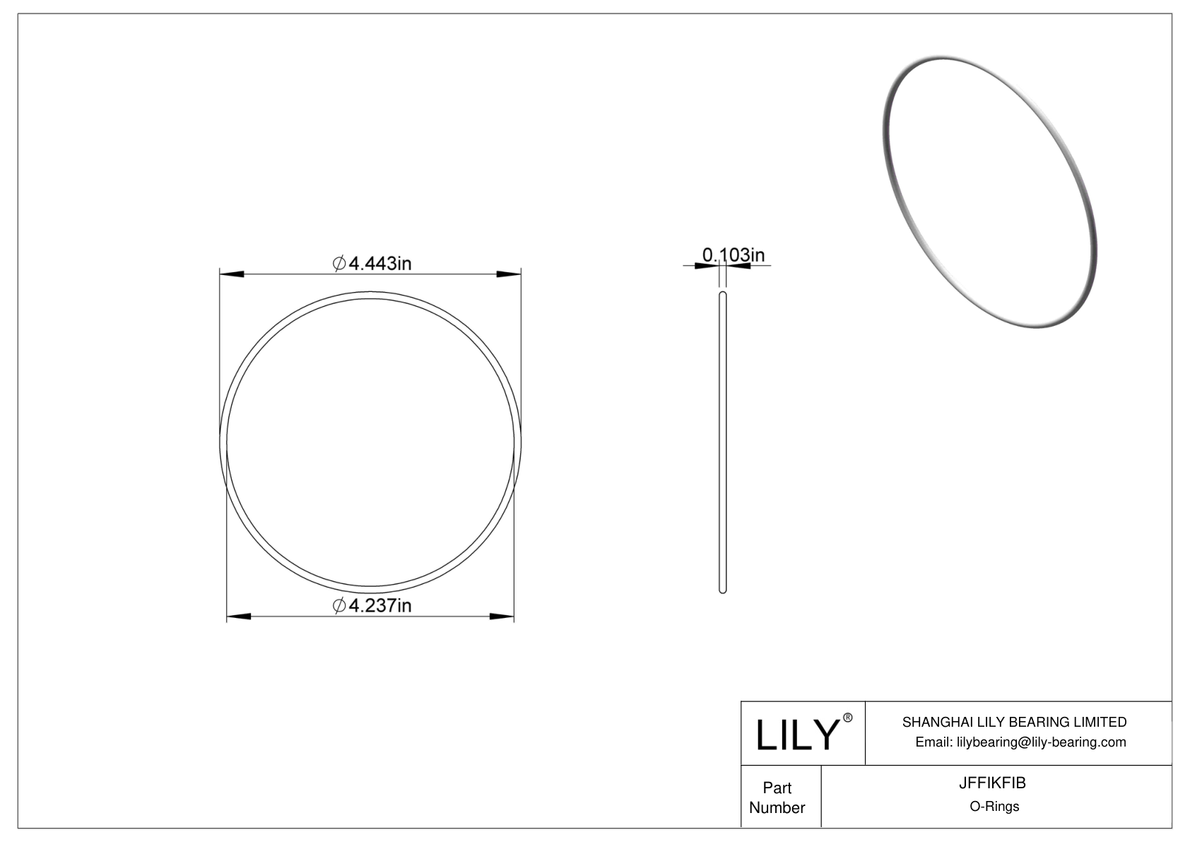 JFFIKFIB Oil Resistant O-Rings Round cad drawing