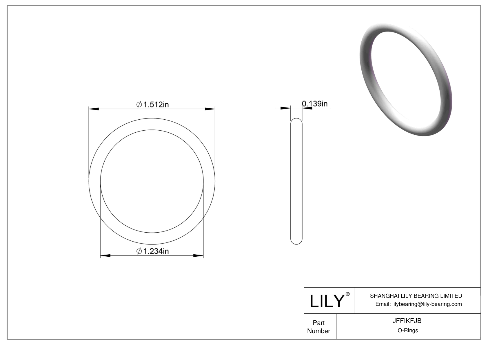 JFFIKFJB Oil Resistant O-Rings Round cad drawing