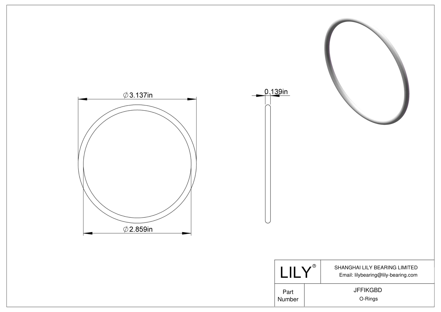 JFFIKGBD Oil Resistant O-Rings Round cad drawing