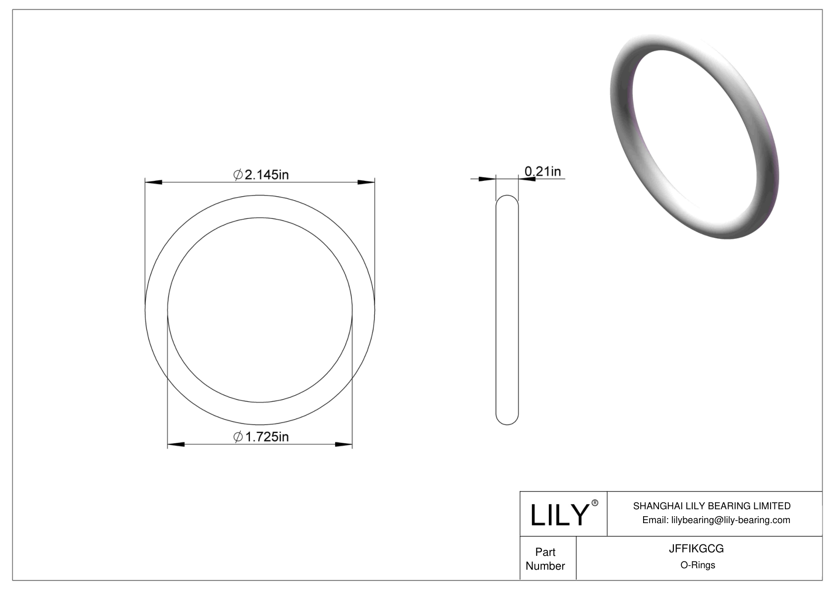 JFFIKGCG Oil Resistant O-Rings Round cad drawing