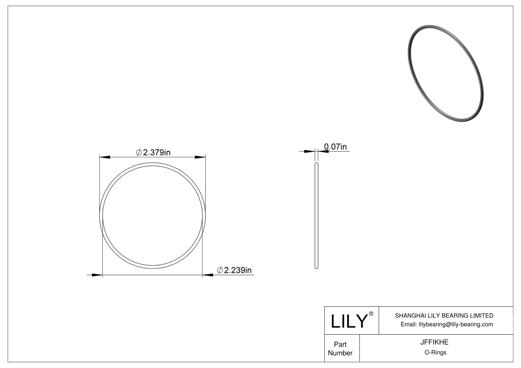 JFFIKHE Oil Resistant O-Rings Round cad drawing