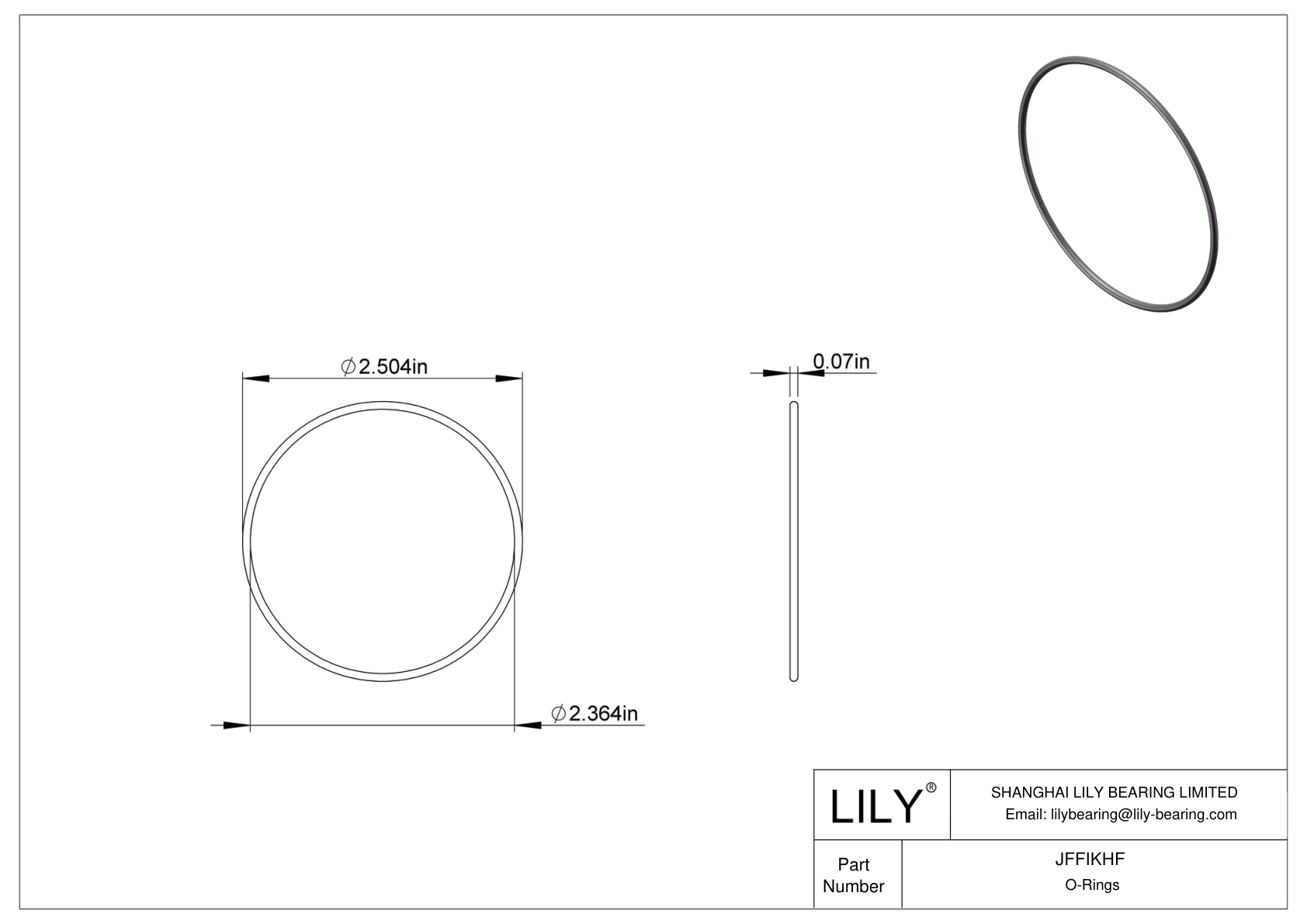 JFFIKHF Oil Resistant O-Rings Round cad drawing