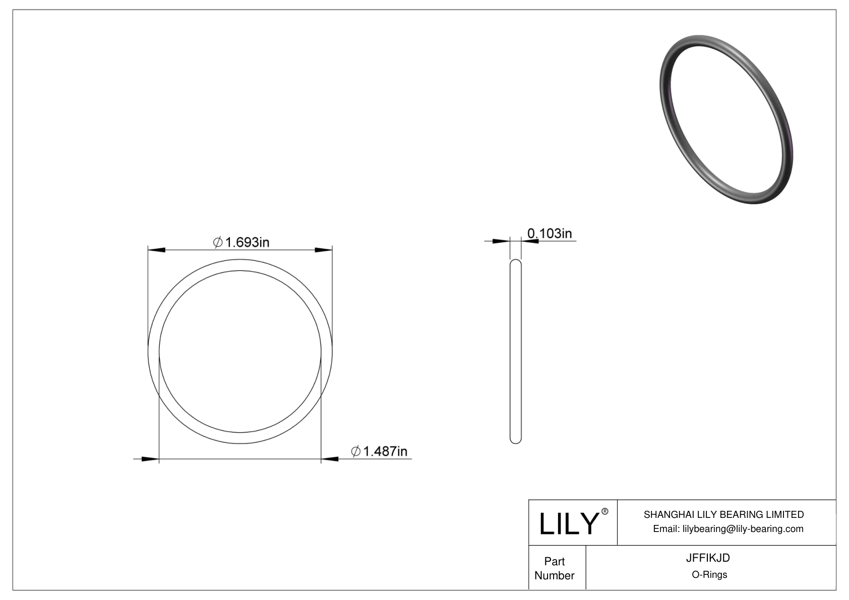 JFFIKJD Oil Resistant O-Rings Round cad drawing