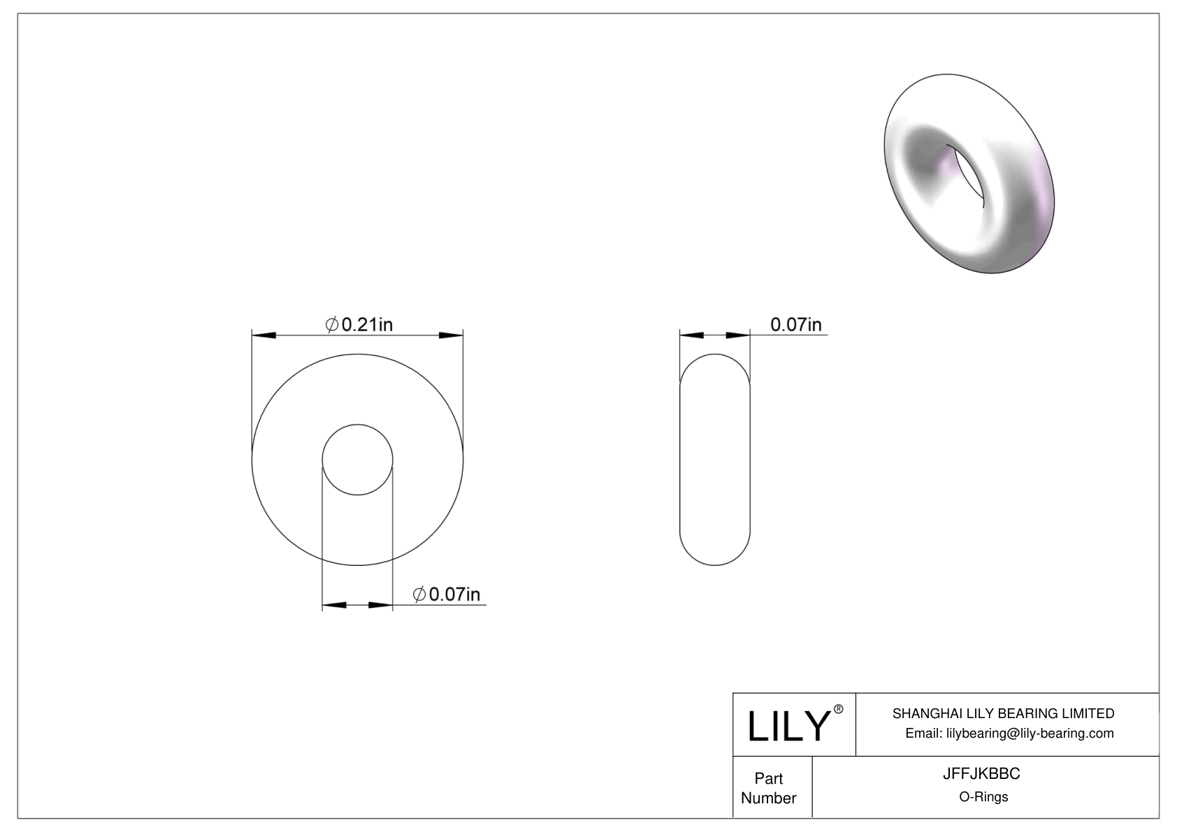 JFFJKBBC Chemical Resistant O-rings Round cad drawing