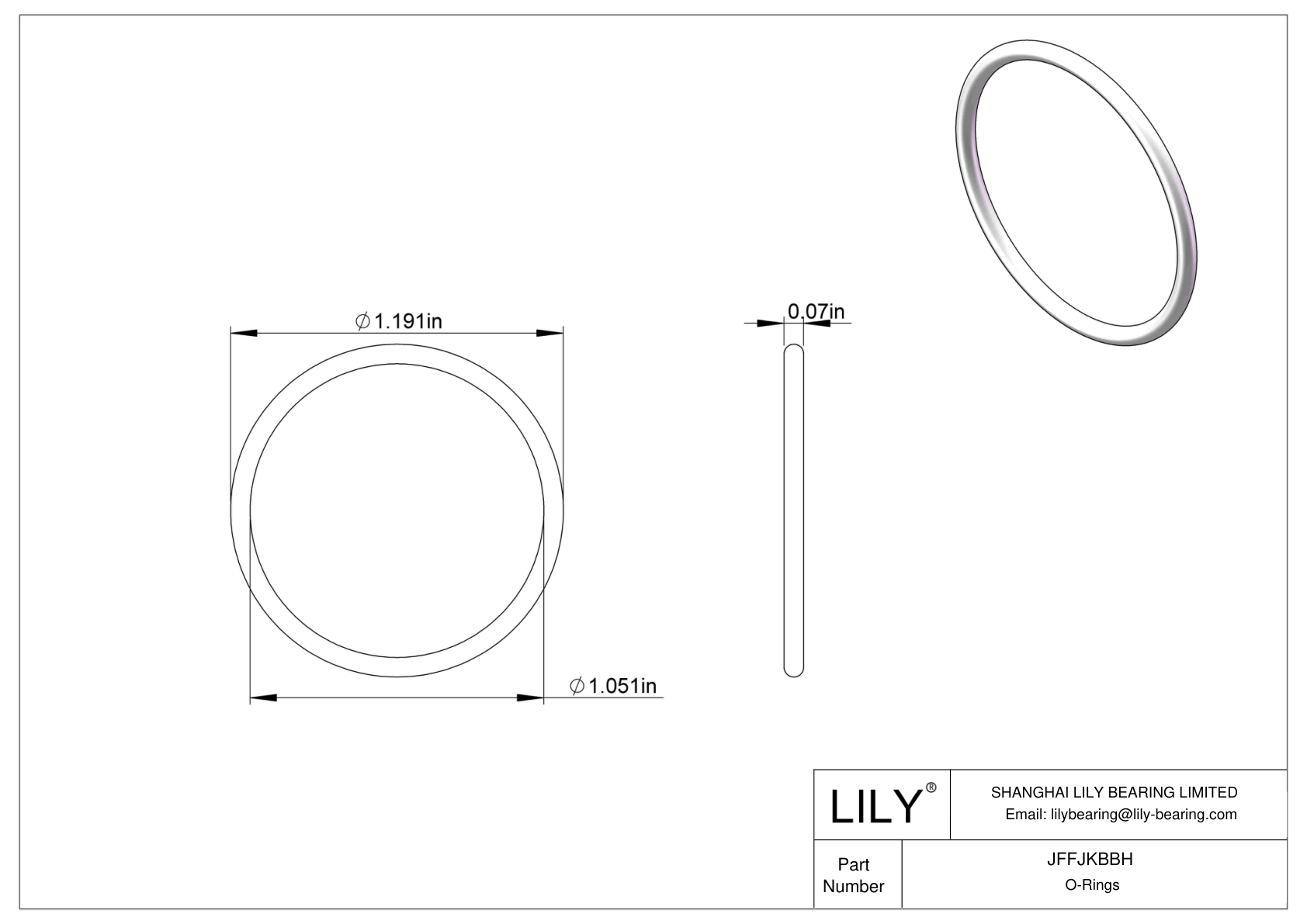 JFFJKBBH Chemical Resistant O-rings Round cad drawing