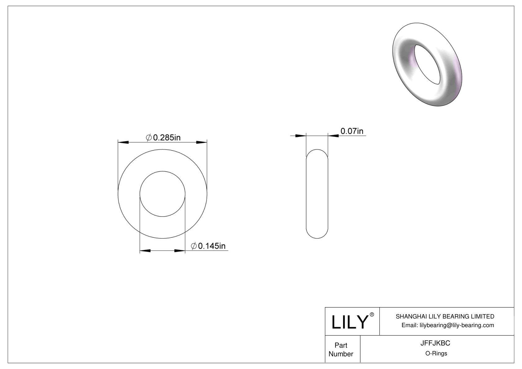 JFFJKBC Chemical Resistant O-rings Round cad drawing