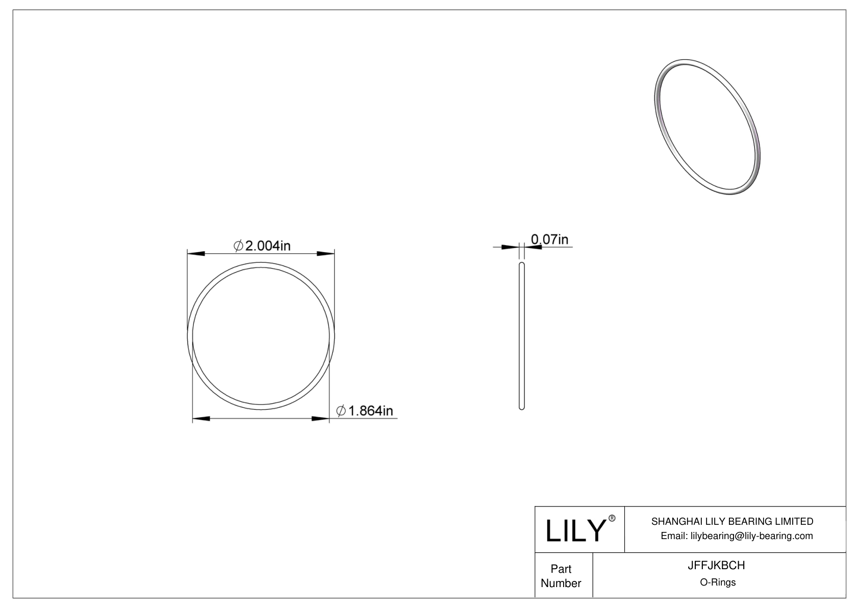 JFFJKBCH Chemical Resistant O-rings Round cad drawing