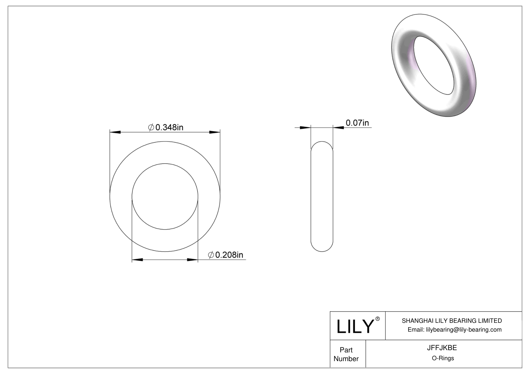 JFFJKBE Chemical Resistant O-rings Round cad drawing