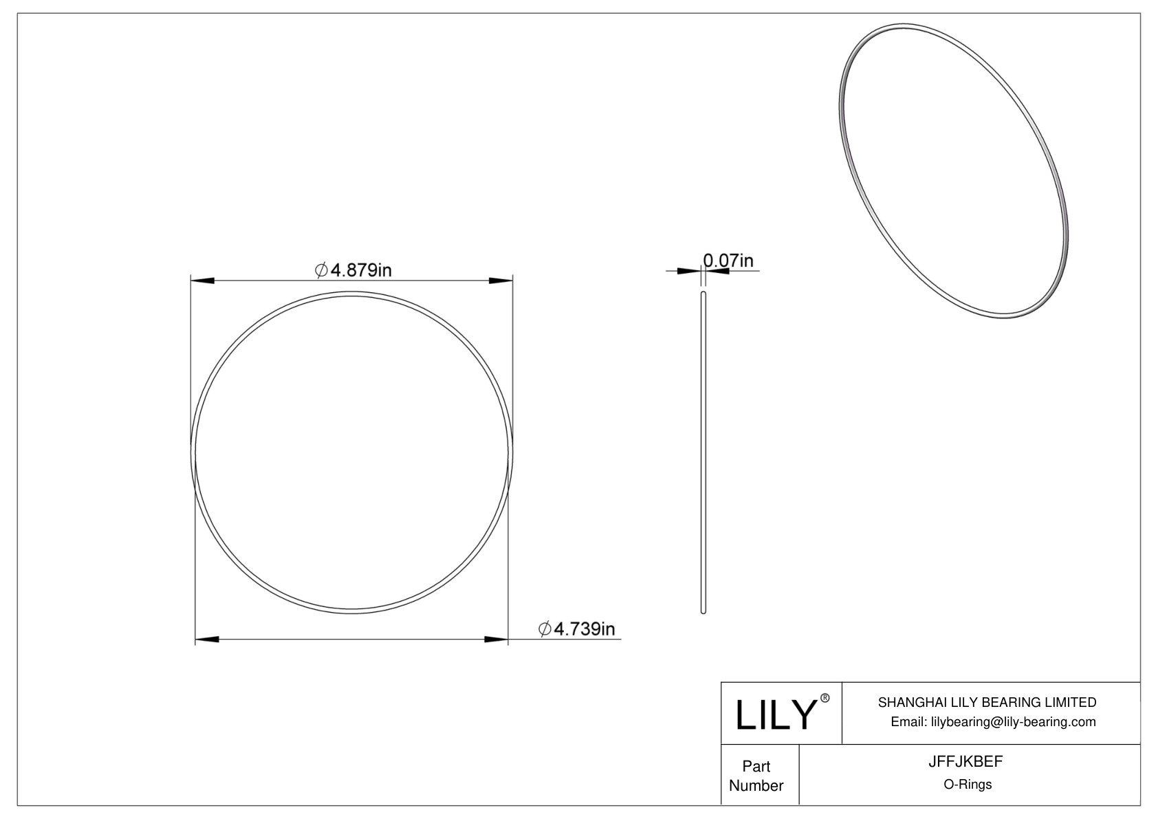 JFFJKBEF Chemical Resistant O-rings Round cad drawing