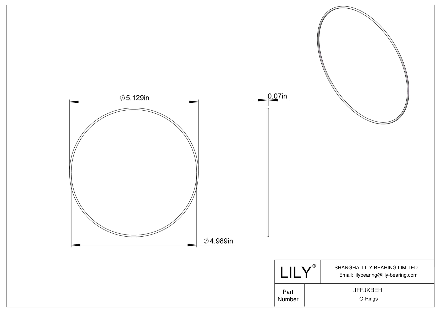 JFFJKBEH Chemical Resistant O-rings Round cad drawing