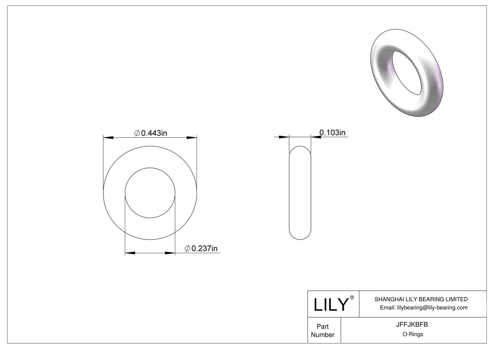 JFFJKBFB Chemical Resistant O-rings Round cad drawing