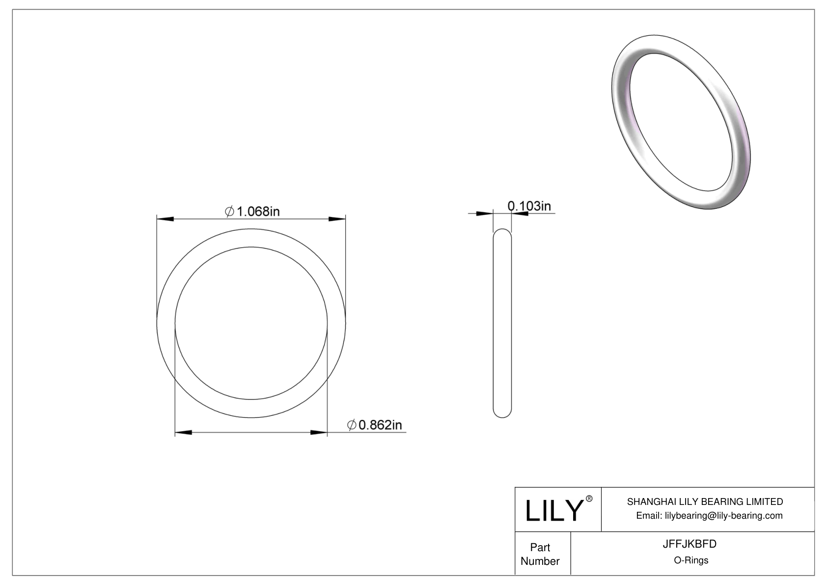 JFFJKBFD Chemical Resistant O-rings Round cad drawing