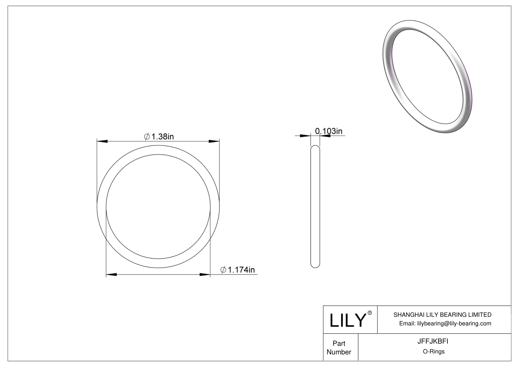 JFFJKBFI Chemical Resistant O-rings Round cad drawing