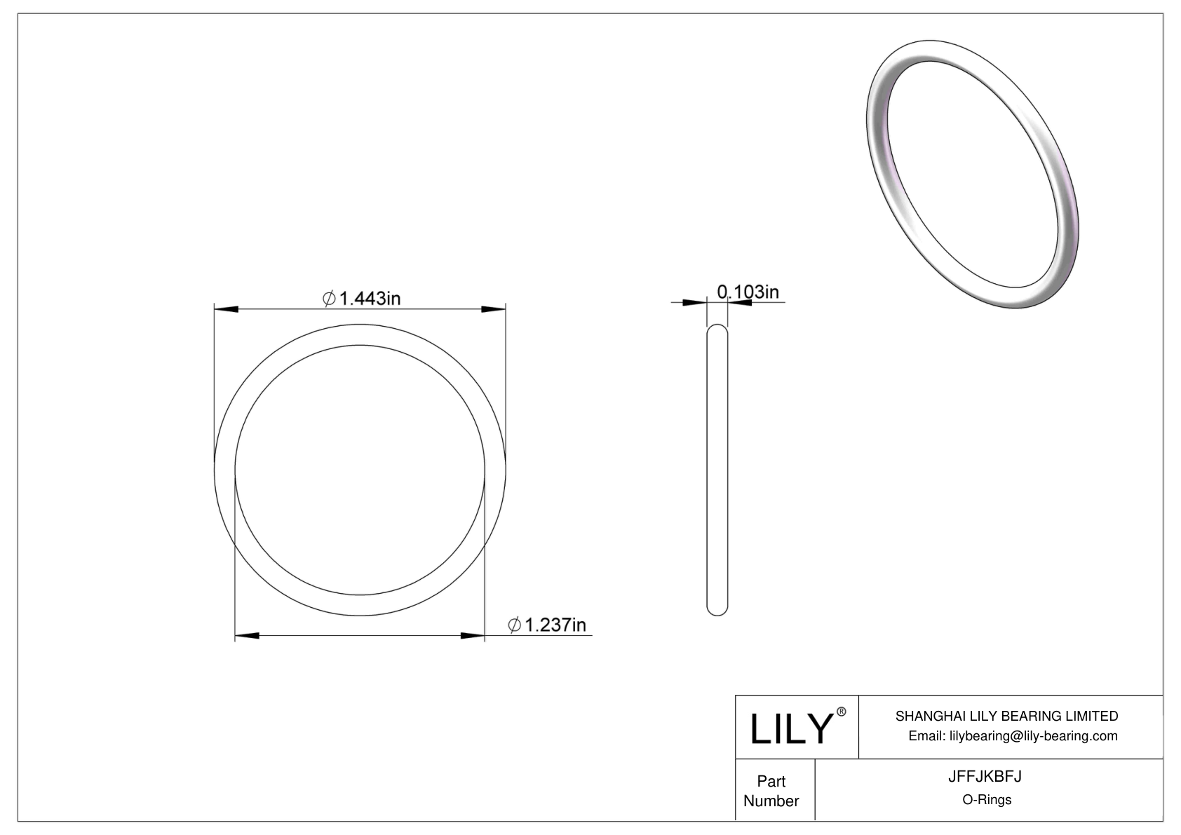 JFFJKBFJ Chemical Resistant O-rings Round cad drawing