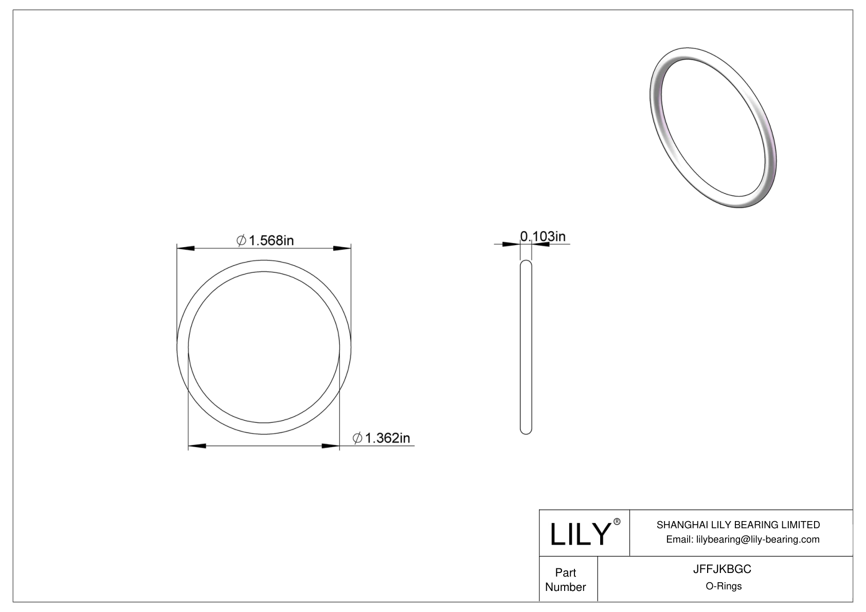 JFFJKBGC Chemical Resistant O-rings Round cad drawing