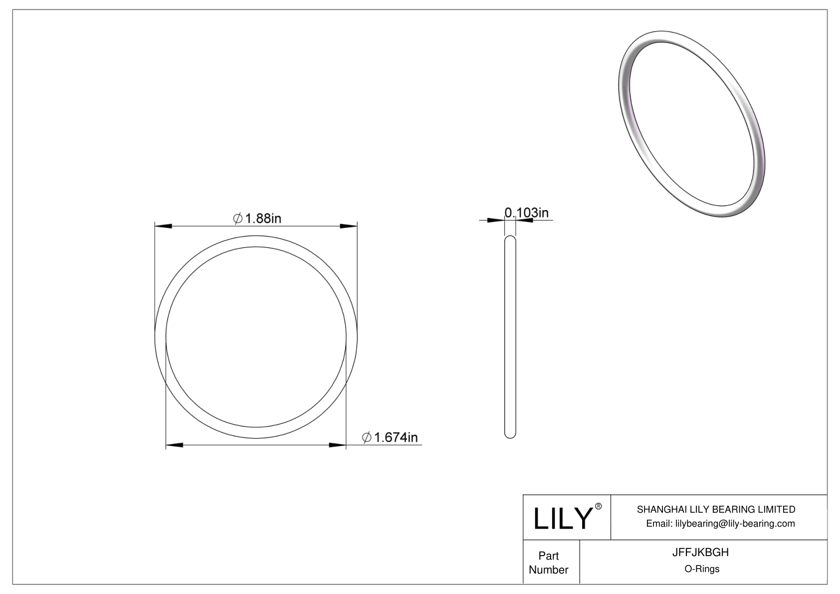 JFFJKBGH Chemical Resistant O-rings Round cad drawing