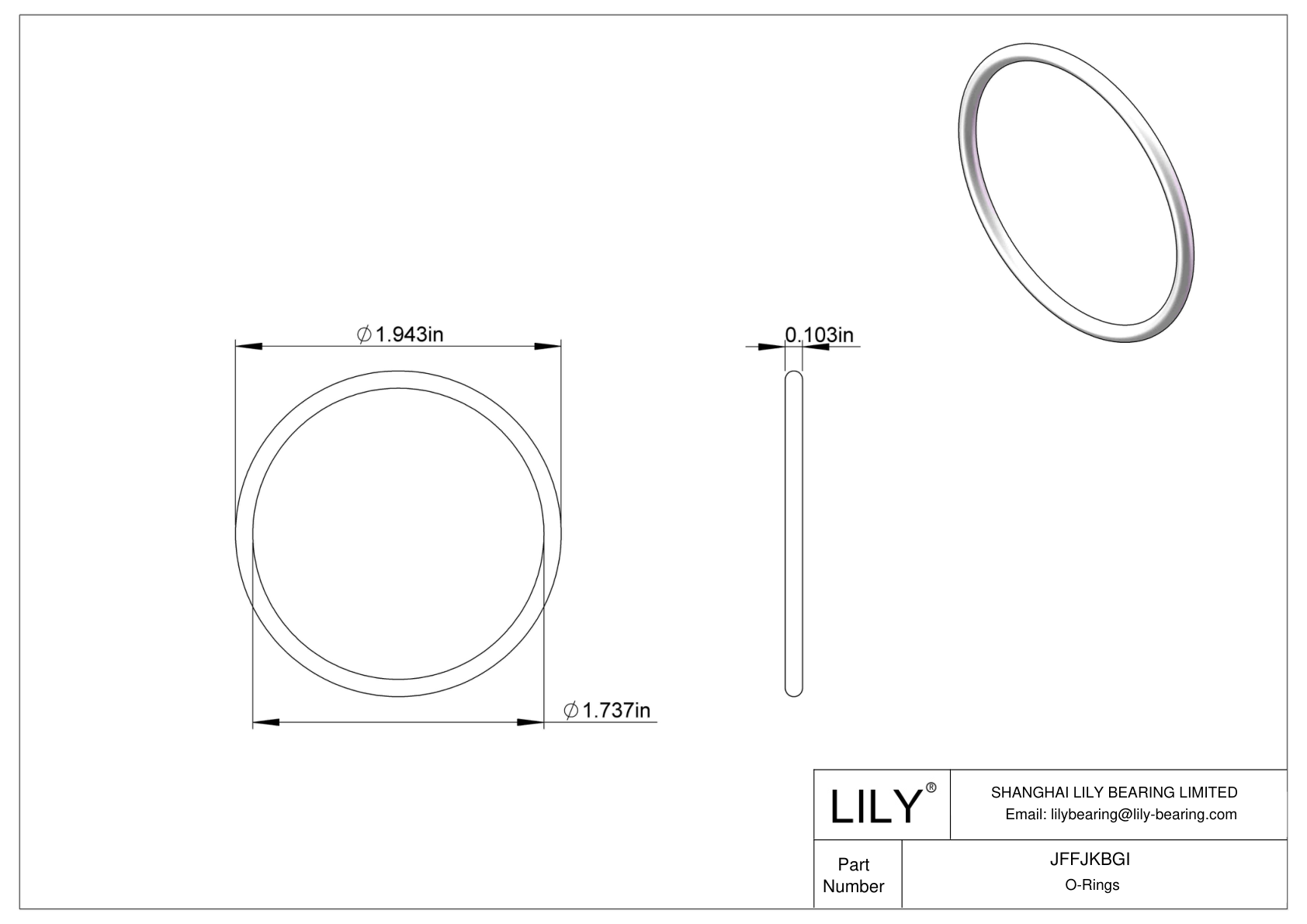 JFFJKBGI Chemical Resistant O-rings Round cad drawing