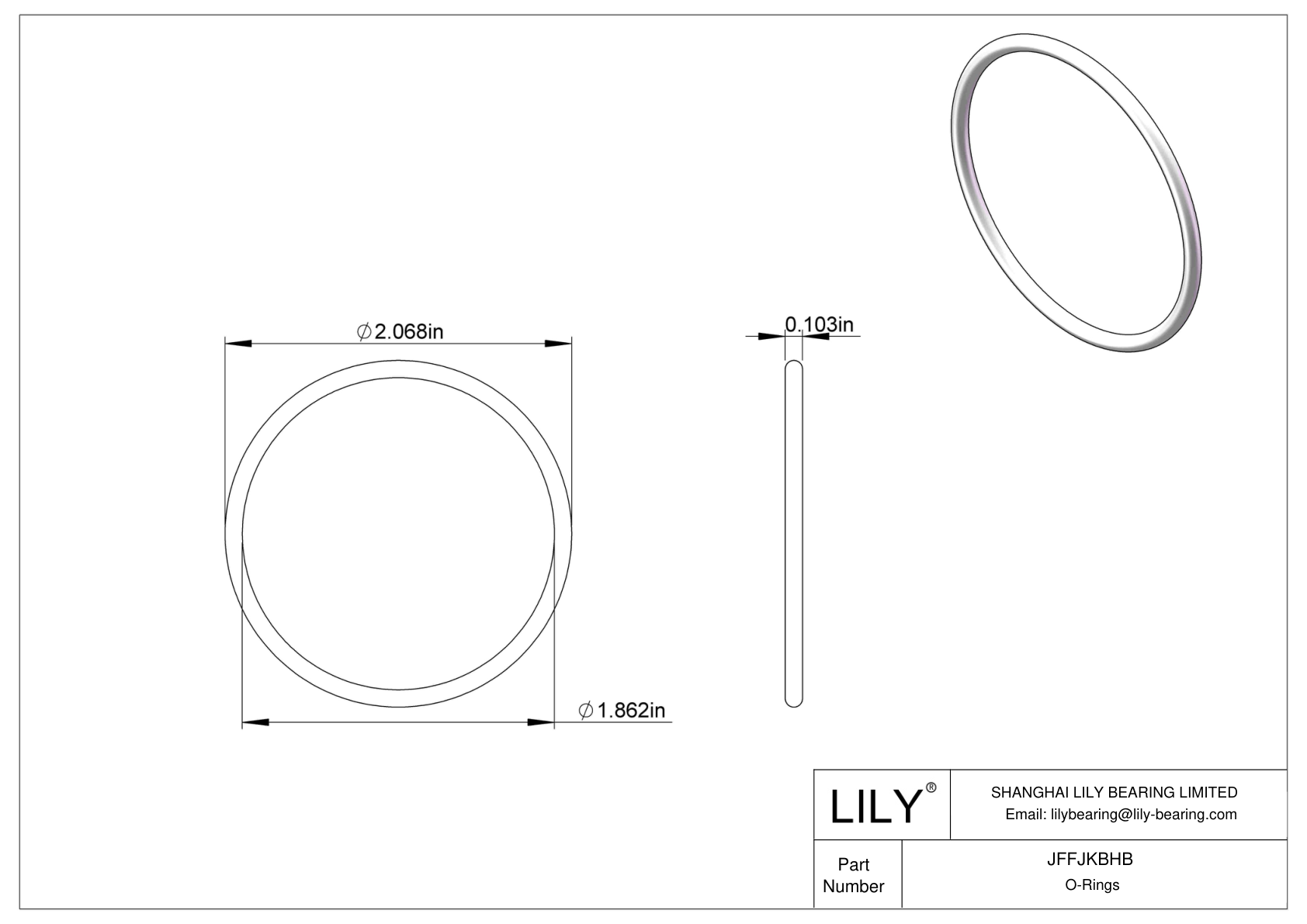 JFFJKBHB Chemical Resistant O-rings Round cad drawing