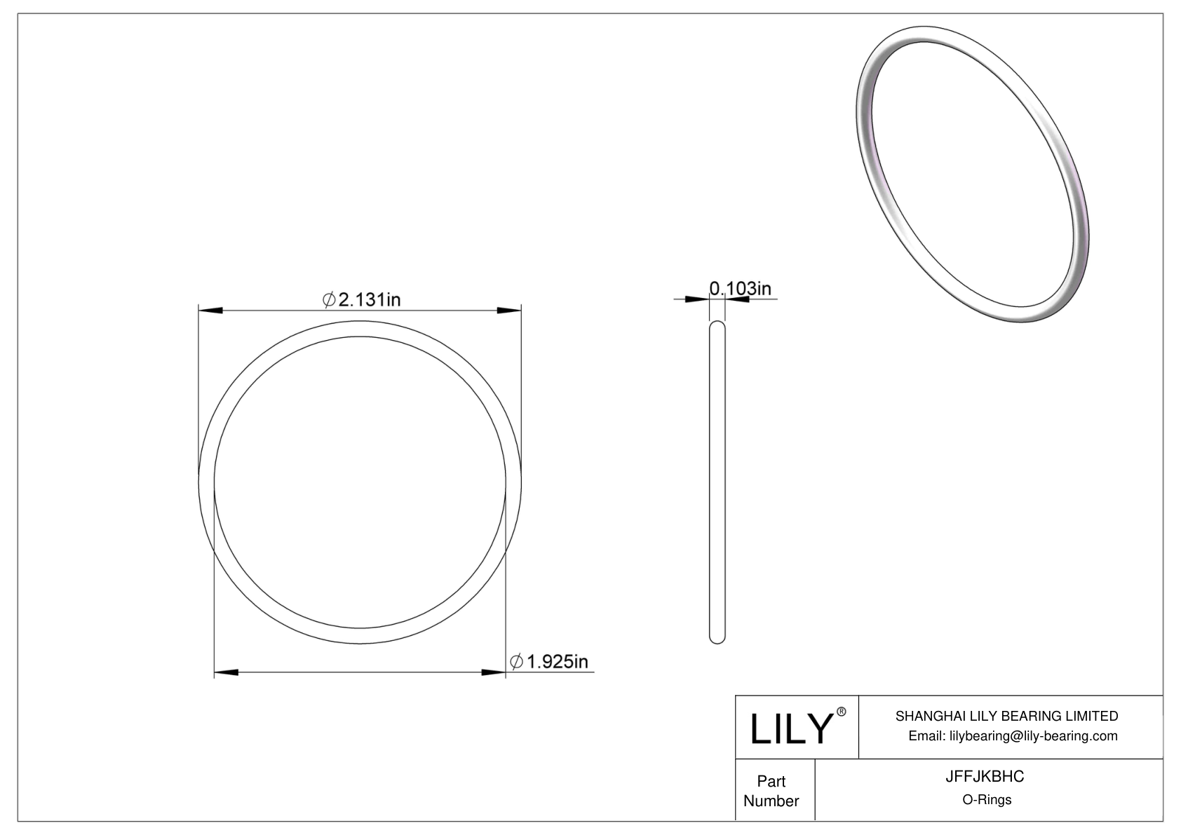 JFFJKBHC Chemical Resistant O-rings Round cad drawing