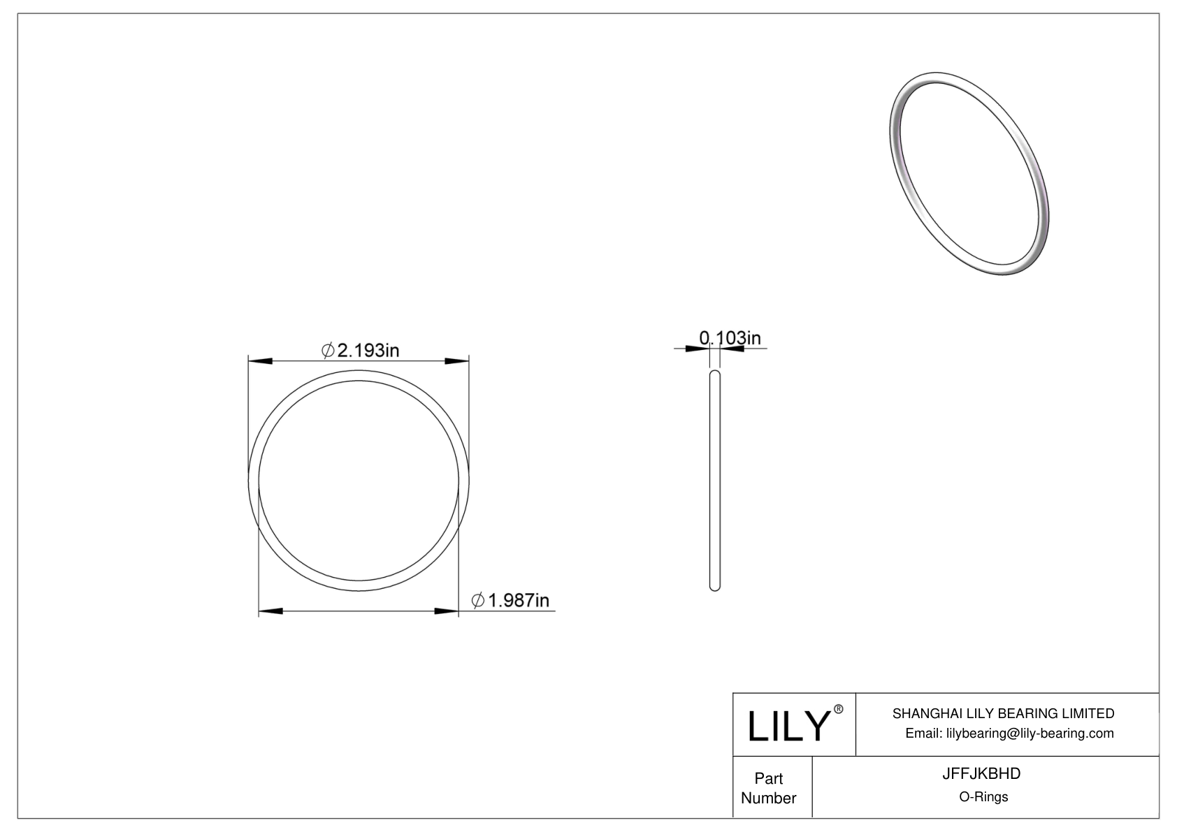 JFFJKBHD Chemical Resistant O-rings Round cad drawing