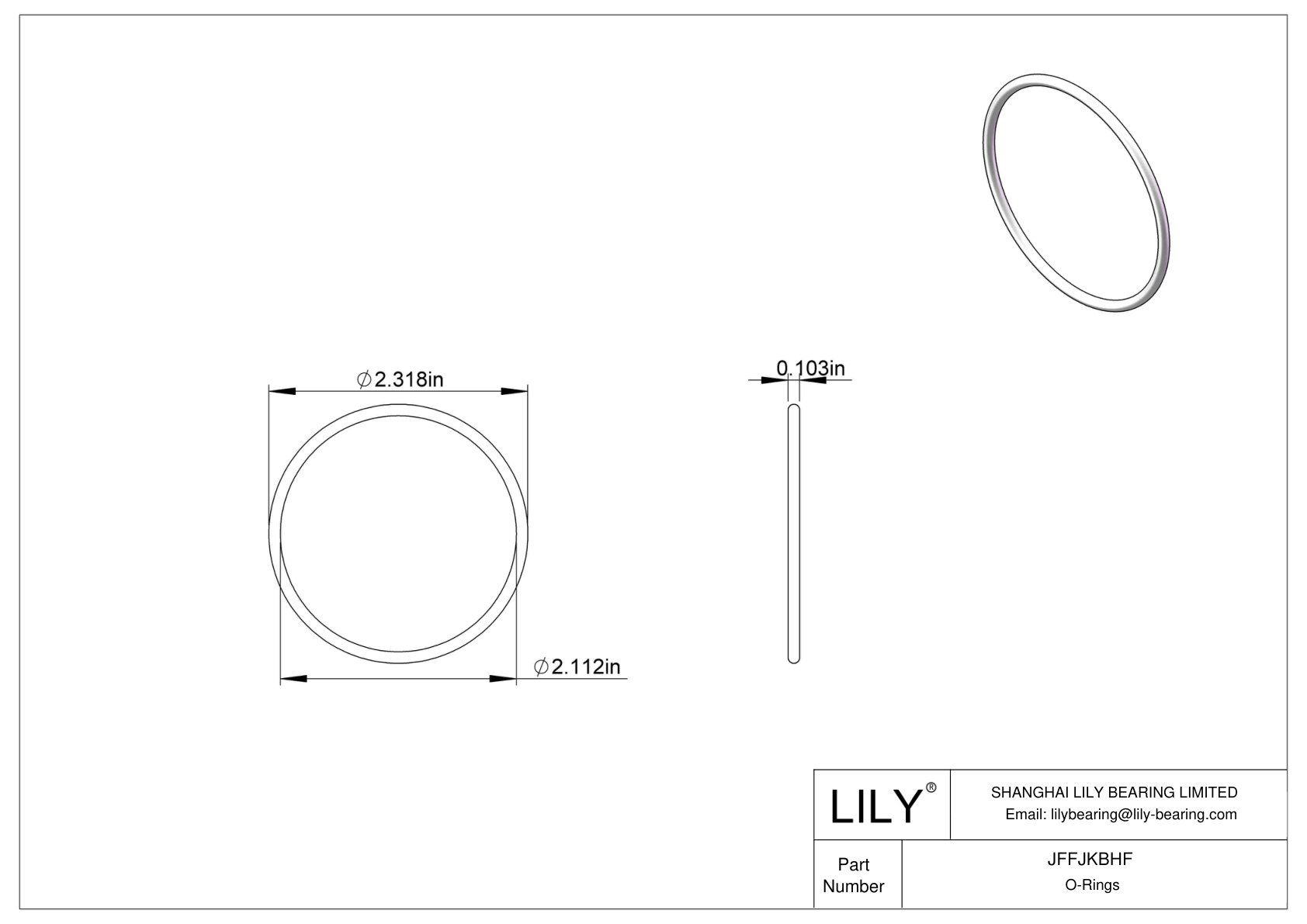 JFFJKBHF Chemical Resistant O-rings Round cad drawing