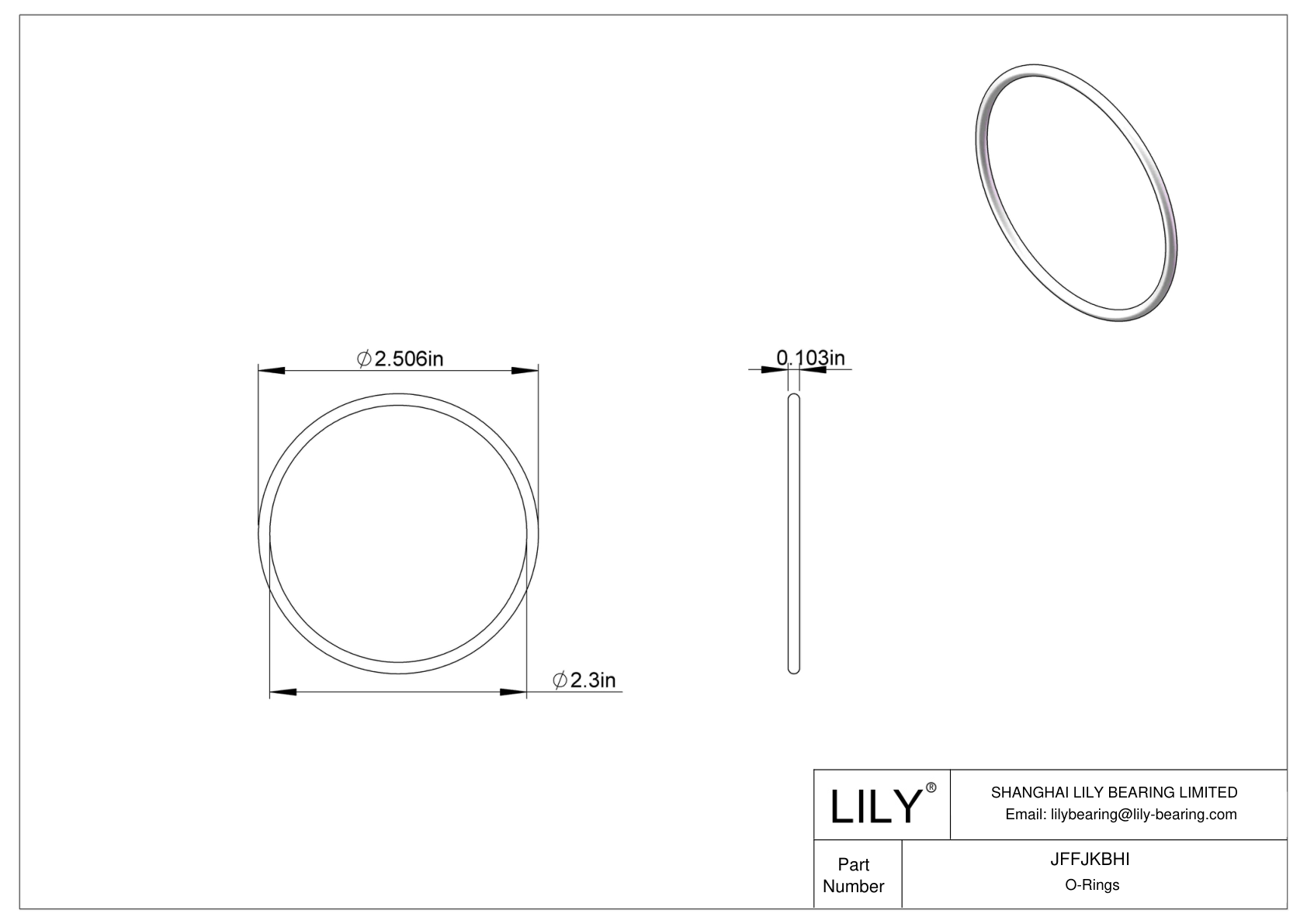 JFFJKBHI Chemical Resistant O-rings Round cad drawing