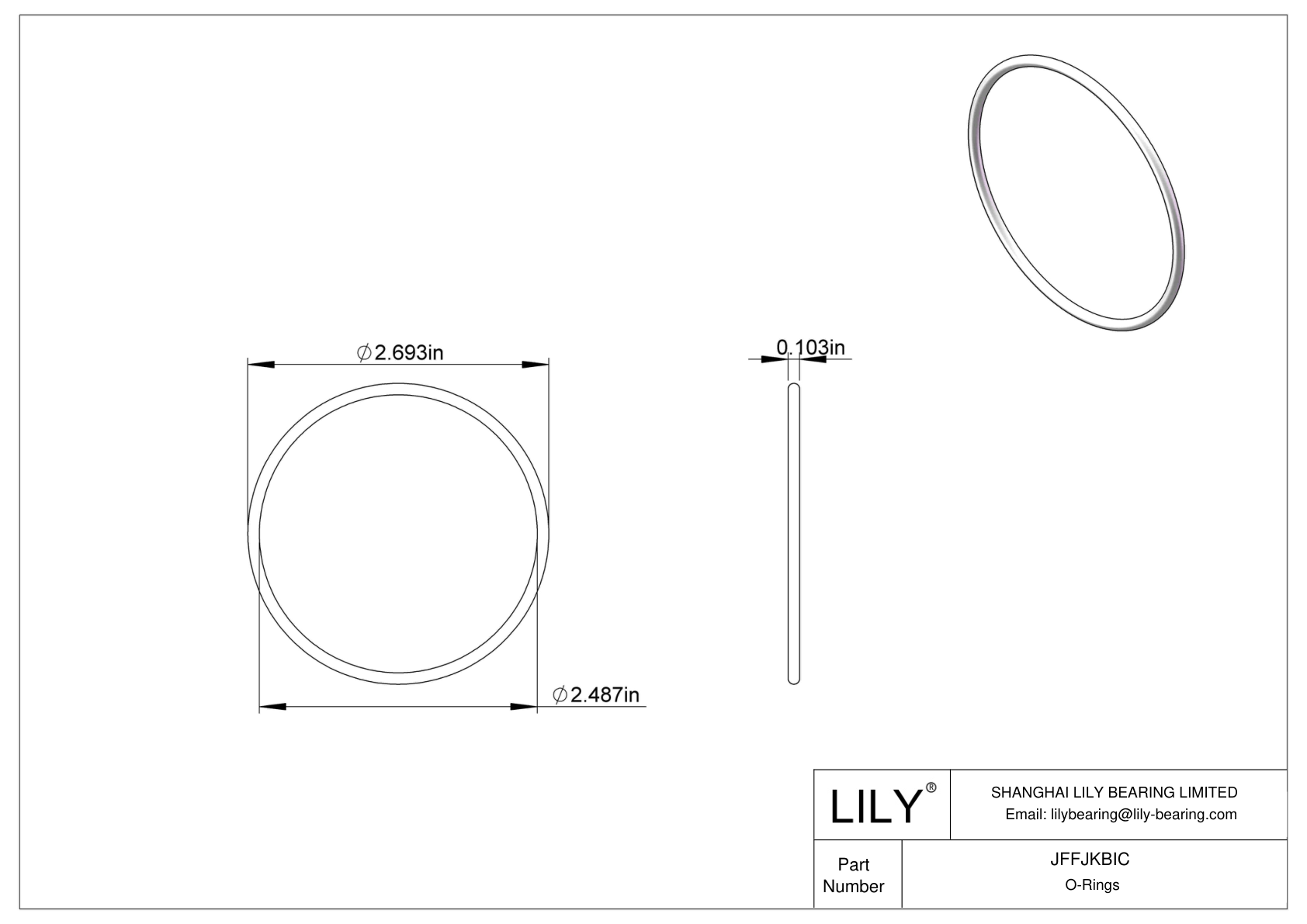 JFFJKBIC Chemical Resistant O-rings Round cad drawing