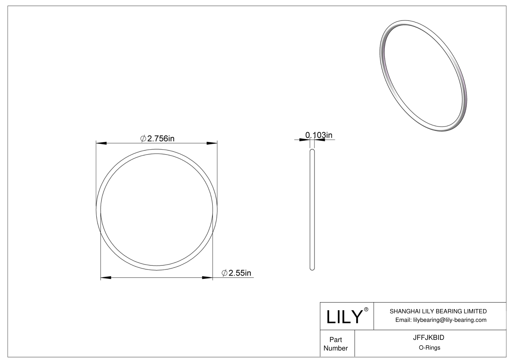 JFFJKBID Chemical Resistant O-rings Round cad drawing