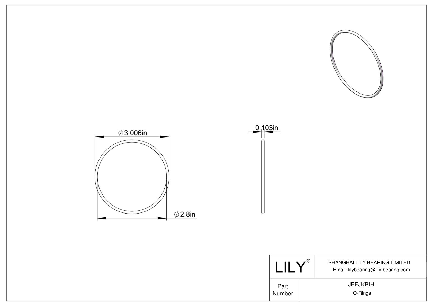 JFFJKBIH Chemical Resistant O-rings Round cad drawing