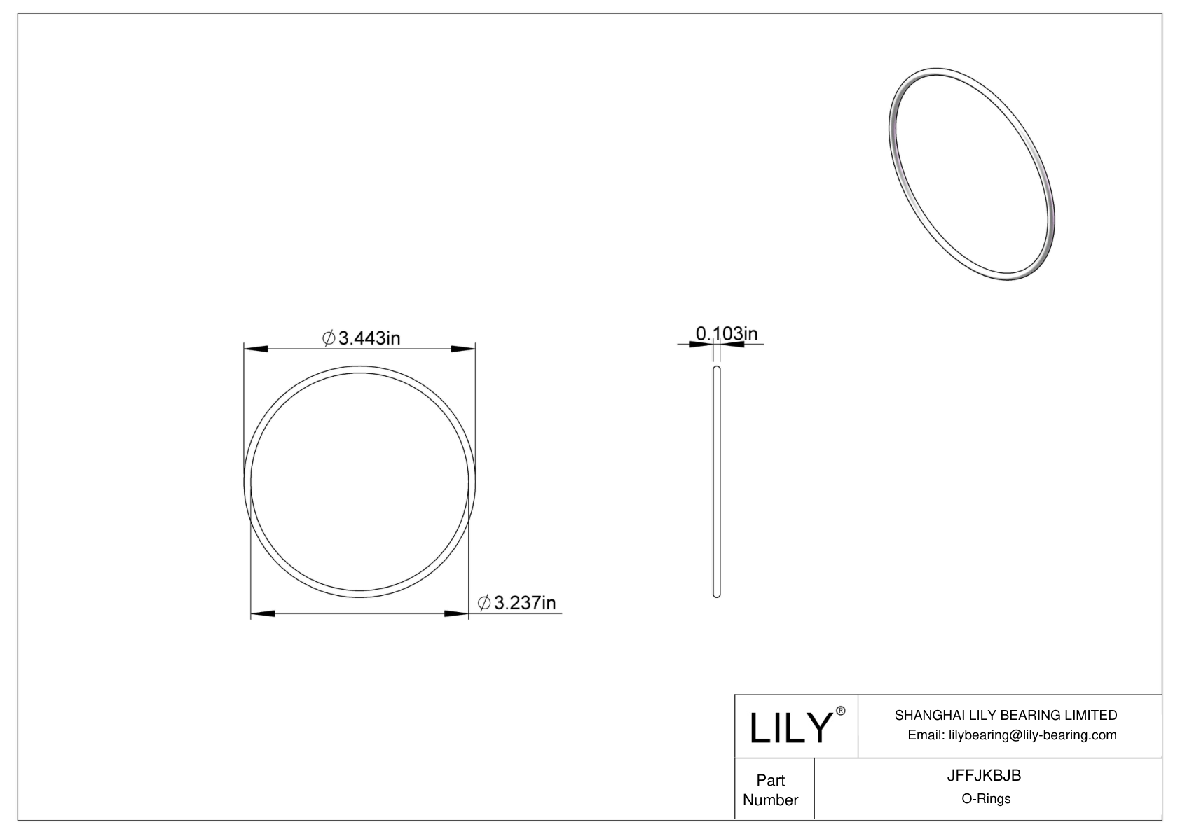 JFFJKBJB Chemical Resistant O-rings Round cad drawing