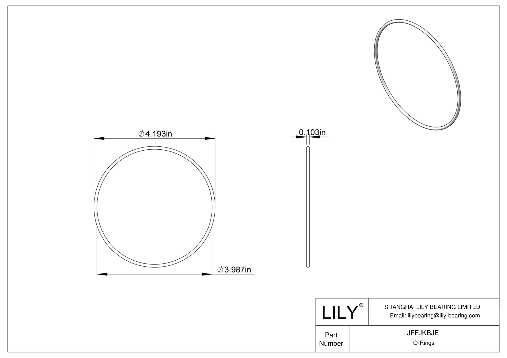 JFFJKBJE Chemical Resistant O-rings Round cad drawing