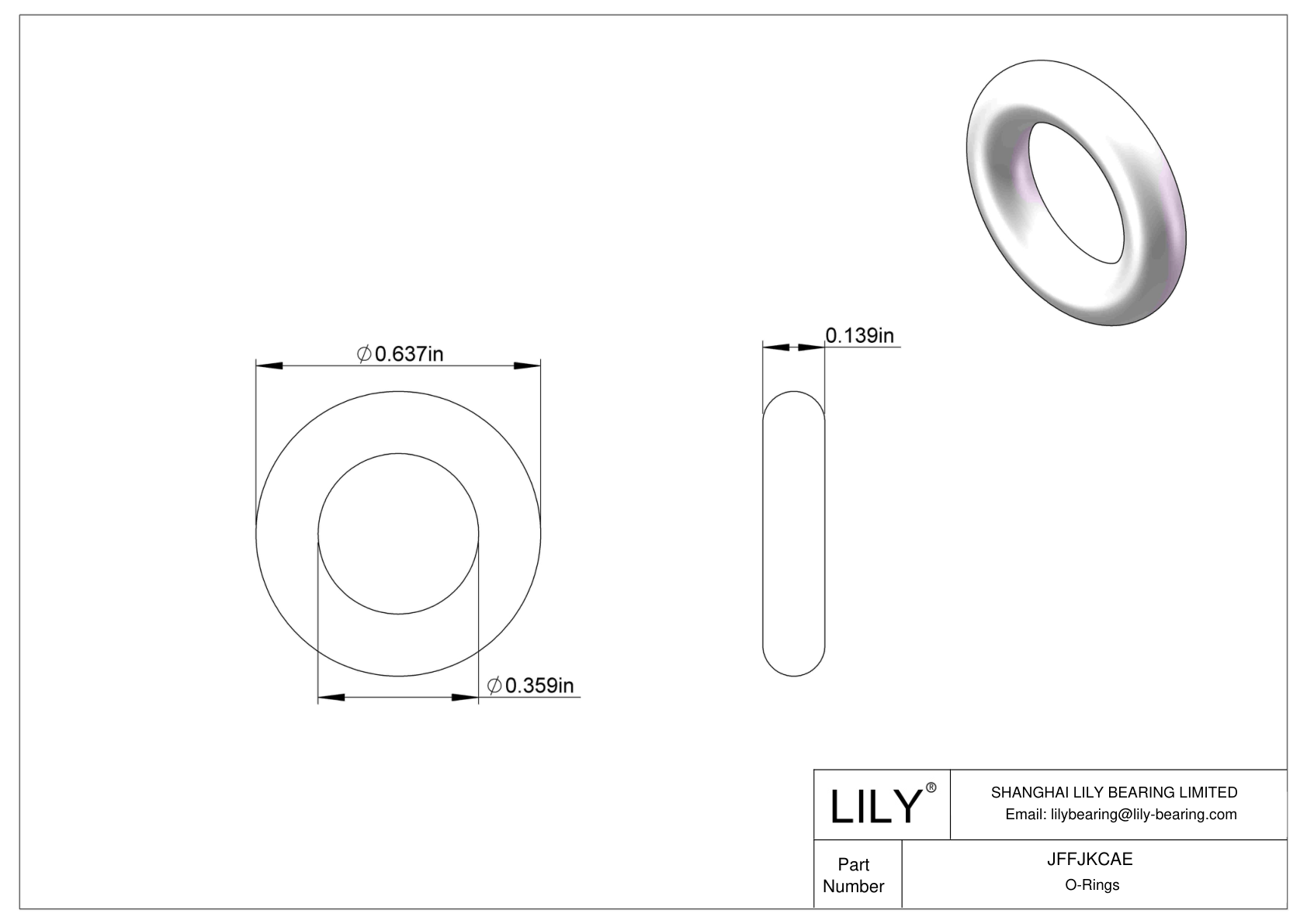 JFFJKCAE 圆形耐化学性 O 形圈 cad drawing