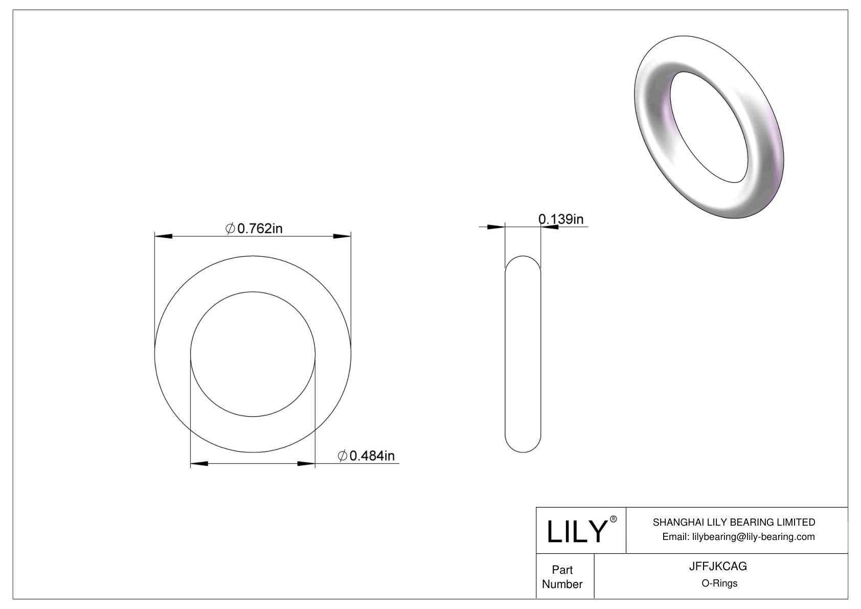 JFFJKCAG Chemical Resistant O-rings Round cad drawing