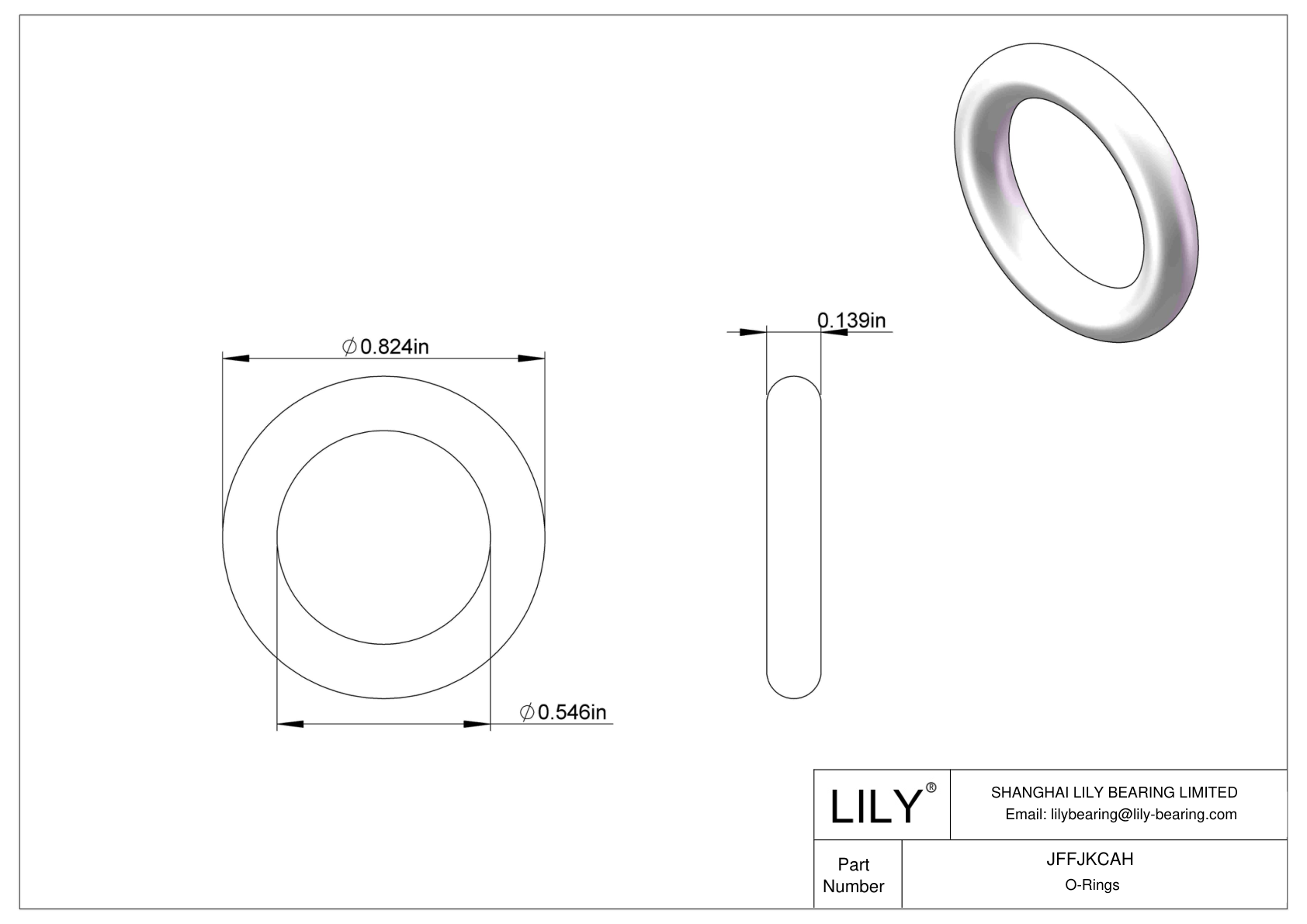 JFFJKCAH 圆形耐化学性 O 形圈 cad drawing