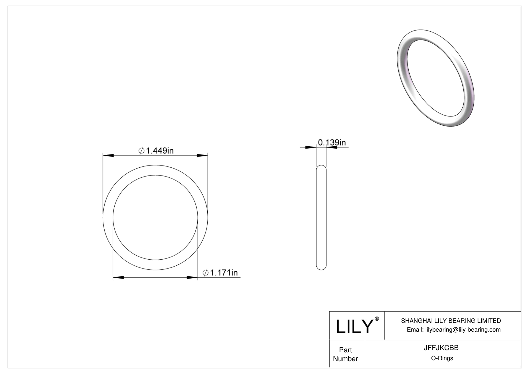 JFFJKCBB Chemical Resistant O-rings Round cad drawing