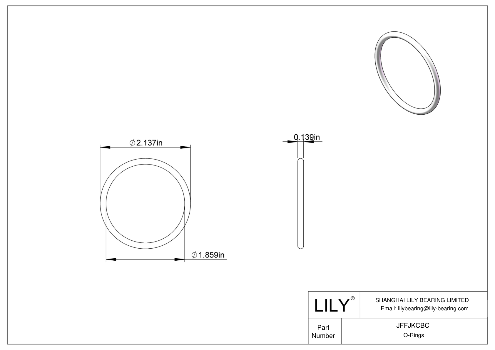 JFFJKCBC Chemical Resistant O-rings Round cad drawing